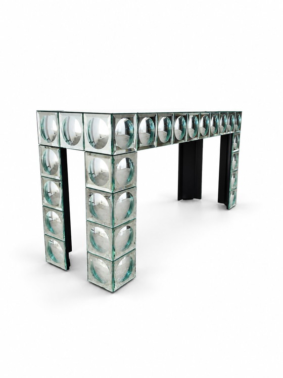 Consolle in vetro con piastrelle a specchio curve argentate tavolo d'ingresso – Console, Glass (photo 4 of 9)