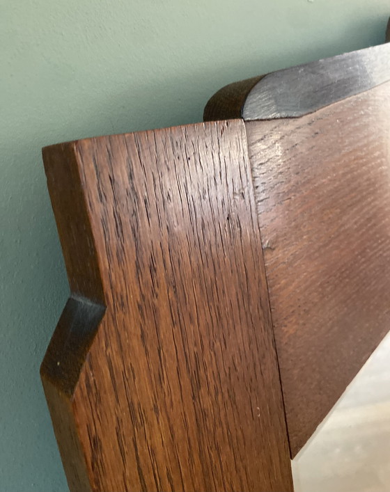 Image 1 of Espejo de la Escuela de Ámsterdam, estilo Art Déco, madera maciza. 76x70