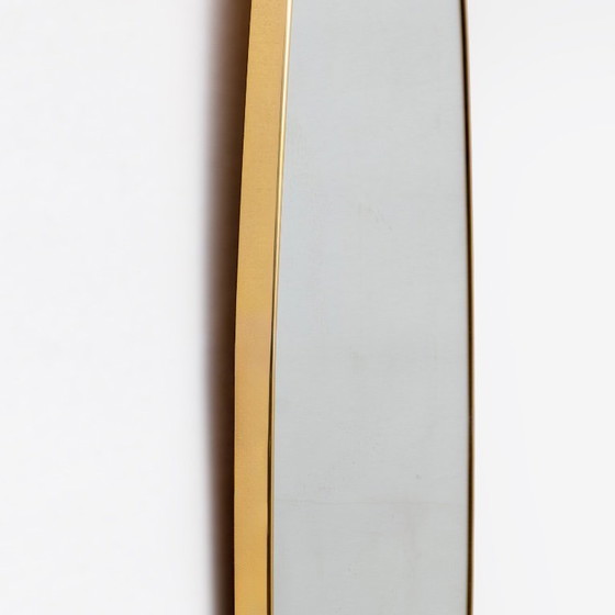 Grande Specchio da parete italiano Mid-century Modern in ottone attribuito a Gio Ponti, anni '50, Vetro, Dorato (foto 6 di 9)