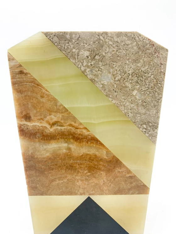 Jaren 60 gekleurde marmeren vierkante vaas – Decoratieve objecten (photo 3 of 7)
