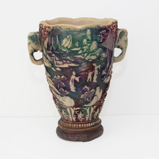 Elegante vaso vintage in stile Chinoiserie