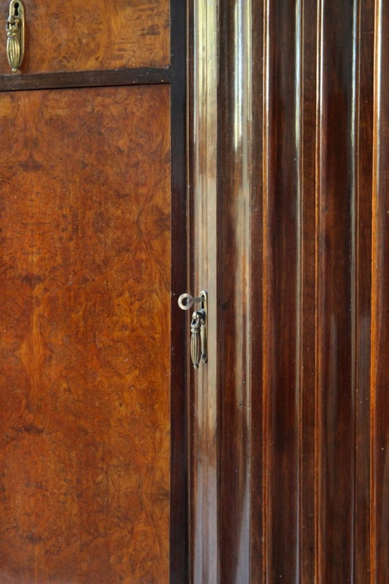 Credenza Art Déco francese, anni '30, Credenze con vetrina, Legno, Marmo, Marrone, Art Deco (foto 7 di 9)