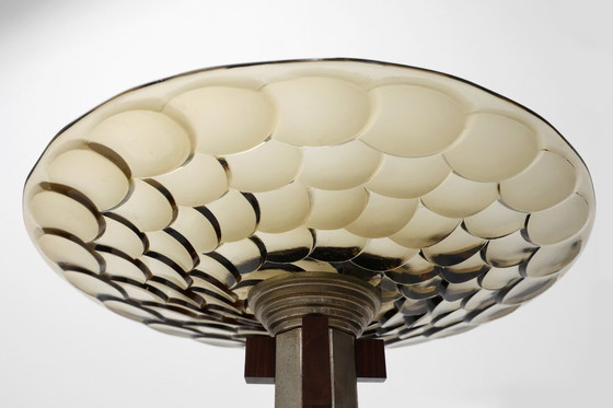 Image 1 of Fruttiera Art Déco in vetro, legno e metallo, Francia, anni '40