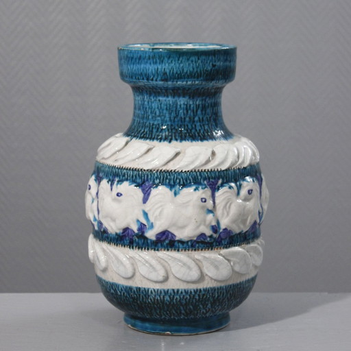 Vase aux chevaux Italie 1960s Fratelli Fanciullacci style Bitossi Aldo Londi