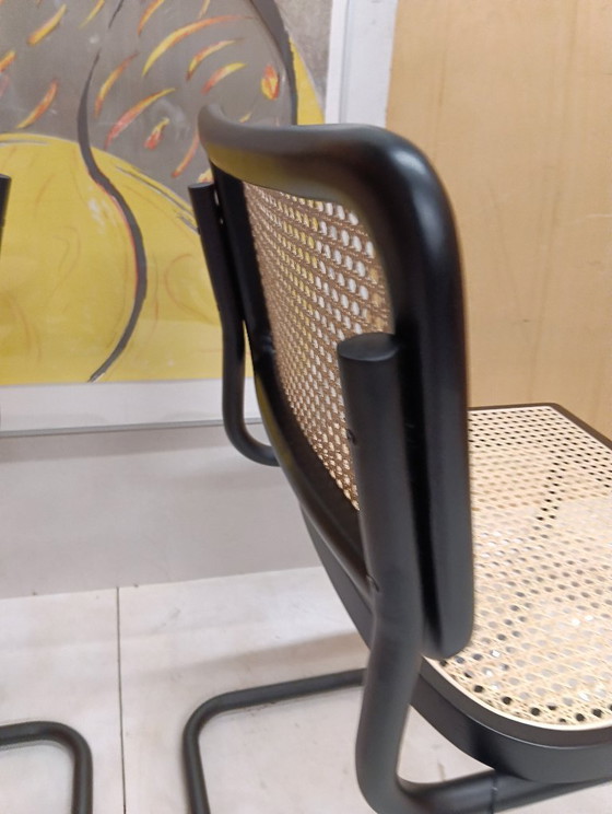Image 1 of ALIVARMVSEVM 104. SET of 2 CESCA B32 Chairs (NEW) in Black Frame Limited Edition 