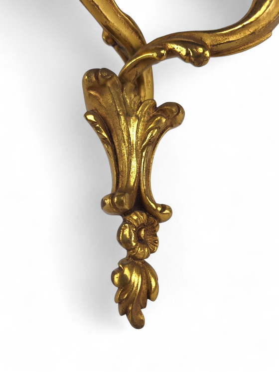 Image 1 of Ancienne applique en laiton à 2 flammes Support de bougie Rococo