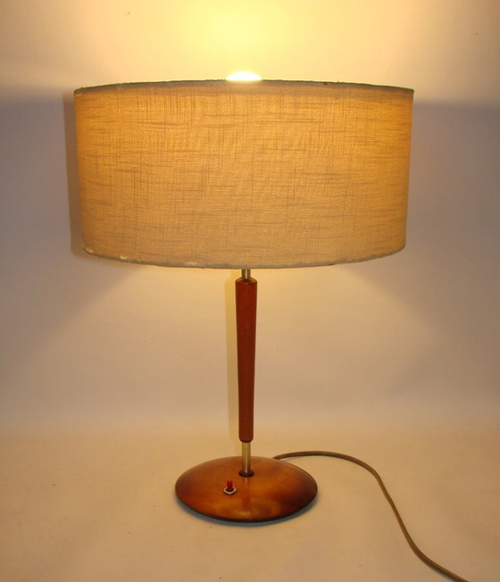 Image 1 of Lampada da tavolo vintage danese degli anni '60: legno, metallo, plastica