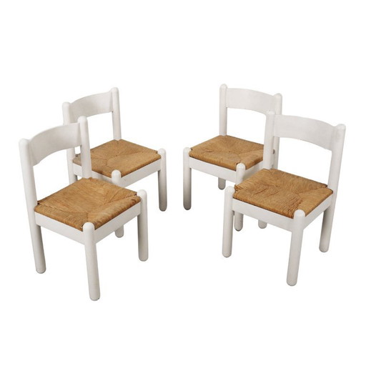 Conjunto de cuatro sillas de madera de haya, diseño italiano, década de 1980, fabricadas en Italia.