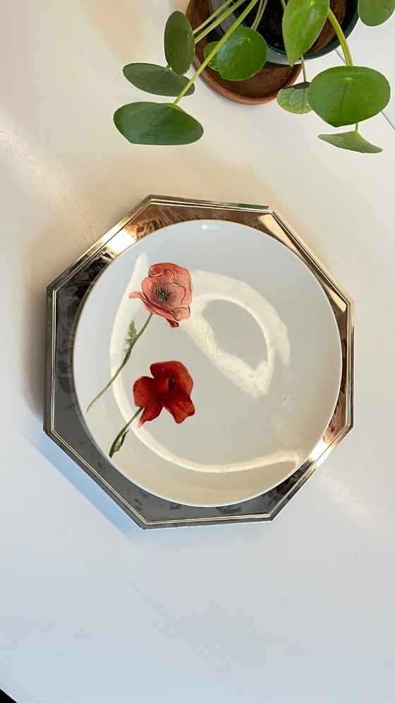 Image 1 of Set van 6 vintage zilveren metalen borden