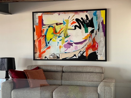 Image 1 of 1 Dipinto acrilico con parte collage su tela