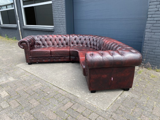 Canapé d'angle Chesterfield rouge bordeaux