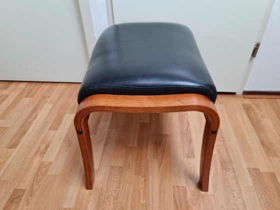 Image 1 of Poggiapiedi / sgabello in pelle nera - bellissimo design danese