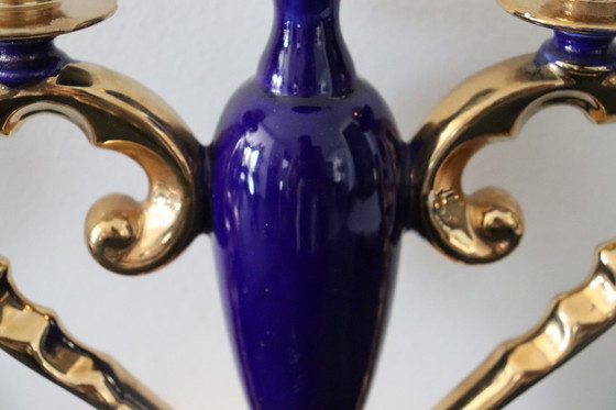 Image 1 of 2 candelabros de porcelana italiana dorados