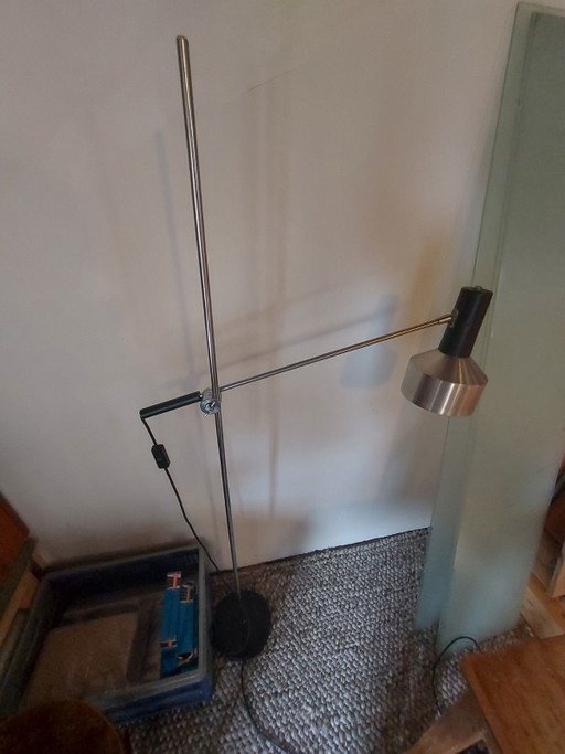 Seltene verstellbare schwarze Stehlampe von J.M Hoogervorst Got Anvia
