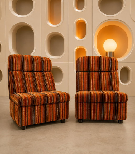 Paire de chauffeuse Space-Age – stoelen fauteuils, Textile, Velvet