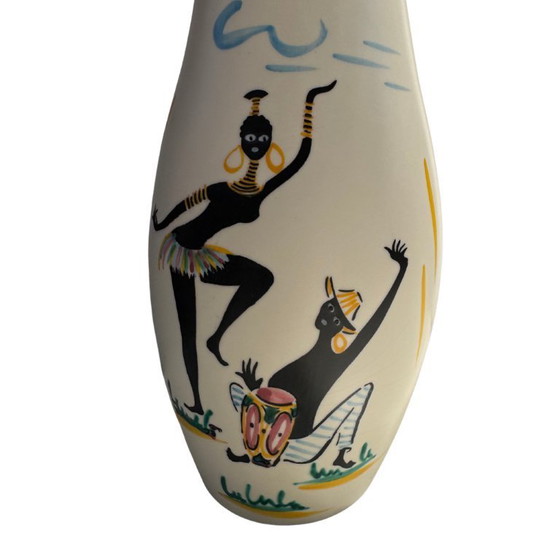 Image 1 of Vase français en céramique - peint à la main - style Vallauris - vers 1950 - 26 cm