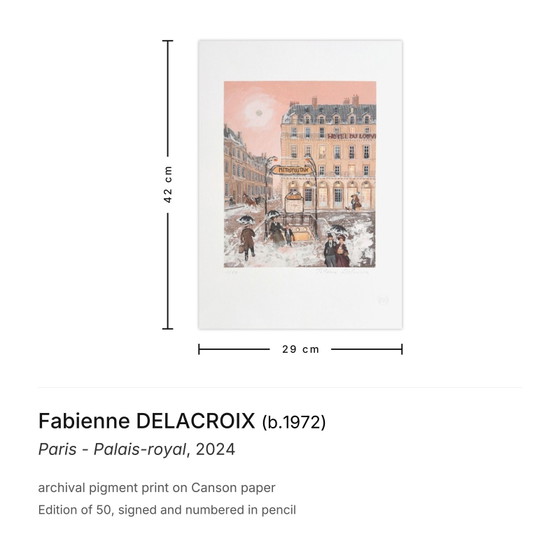 Image 1 of Fabienne Delacroix Paris - Impresión pigmentaria de archivo firmada del Palais-Royal 2024