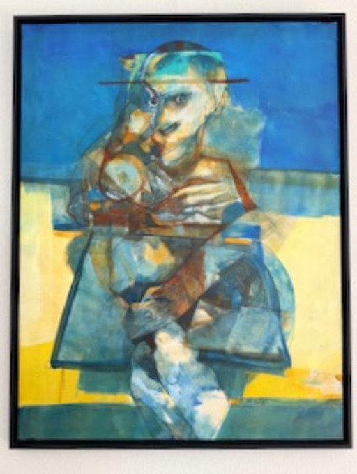 Peinture sur toile - Carlos Méndez (1943) "Chanson 1" – schilderijen tekeningen, Wood, Canvas