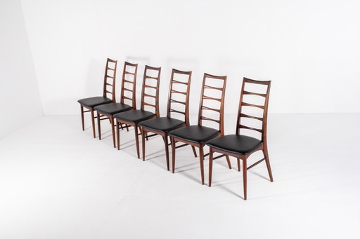 Set of 6 Niels Koefoed “Lis” Rosewood Chairs for Hornslet Møbelfabrik, Denmark, 1960s