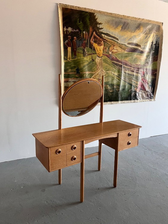Image 1 of Oak dressing table with mirror, Norway, 1970s