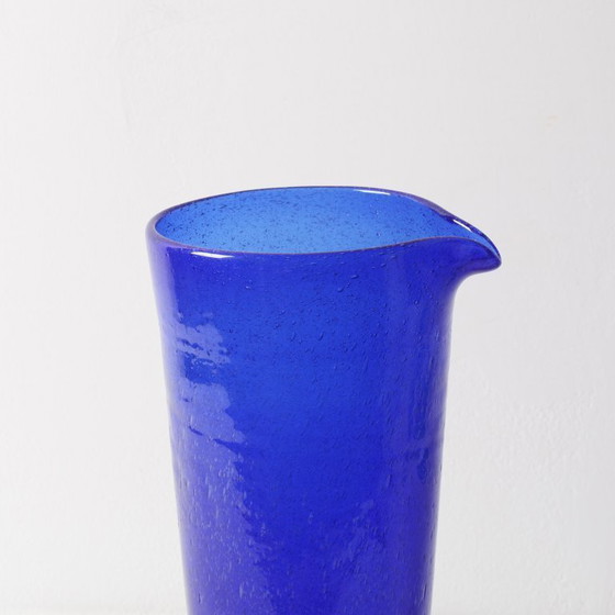 Image 1 of Caraffa in vetro blu cobalto: brocca italiana vintage, Serafino Zani