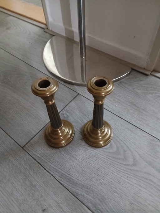 Candelabros de latón antiguos – kandelaars en kaarsen, Brass