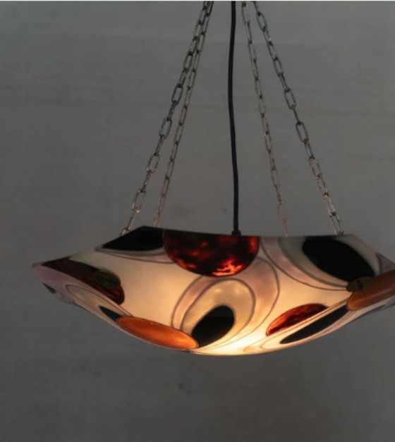 Image 1 of Lampe suspendue en verre d'art aux tons chauds