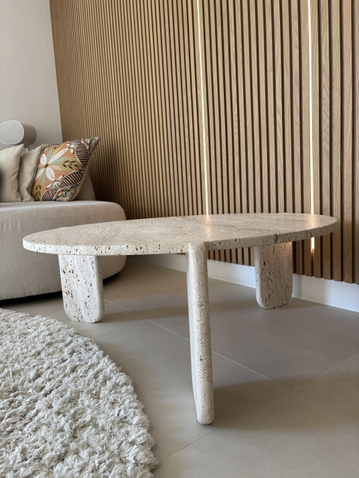 Travertine coffee table Ø90 cm – salontafels
