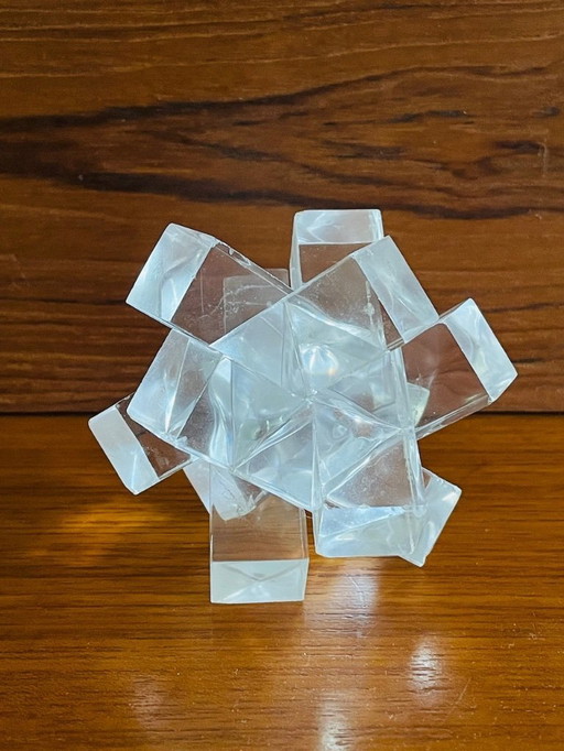 Vintage, cristal acrílico, rompecabezas de diamantes, Circa 1970's