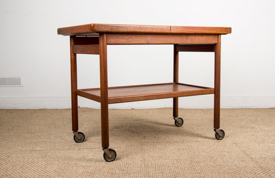 Image 1 of Teak 1960 rolling table, sideboard, extendable Dane and two levels by Kurt Ostervig for Jason Mobler 1960.