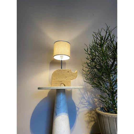 Image 1 of Vintage travertine rhinoceros table lamps by Mannelli Florence, Italy 1970