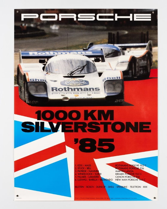Image 1 of 1000 km Silverstone – 1985 – Originele vintage motorsportposter van Gruppe C – Racen in de jaren 80 – 102x76 cm