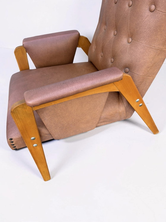 Image 1 of Vintage fauteuil lichtbruin skai leer