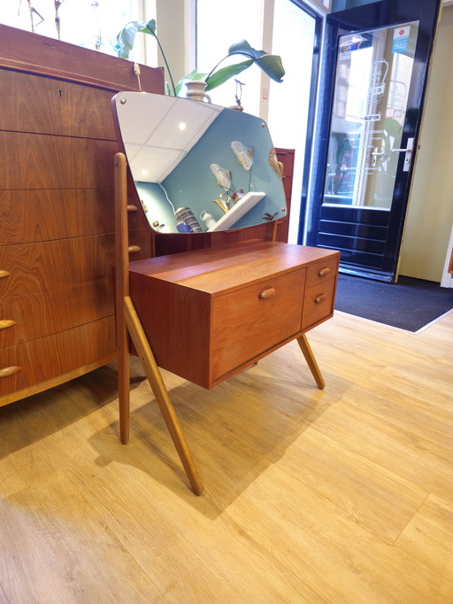Vintage Danish Makeup Dressing Table Mirror Makeup Preparation Table