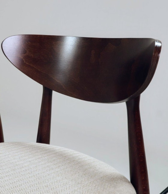 Image 1 of Set di 6 sedie da pranzo scandinave con motivo a spina di pesce tradizionale