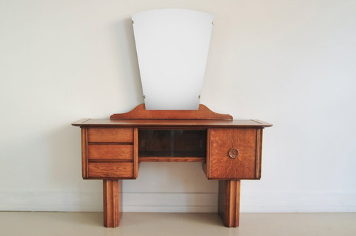 oak art deco dressing table
