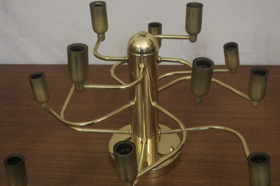 Image 1 of Lampadario a spirale in ottone a 3 livelli e 12 luci, metà secolo, anni '60