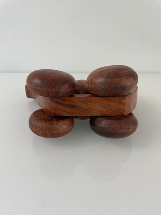 Image 1 of Vintage Scandinavian wooden duck on wheels