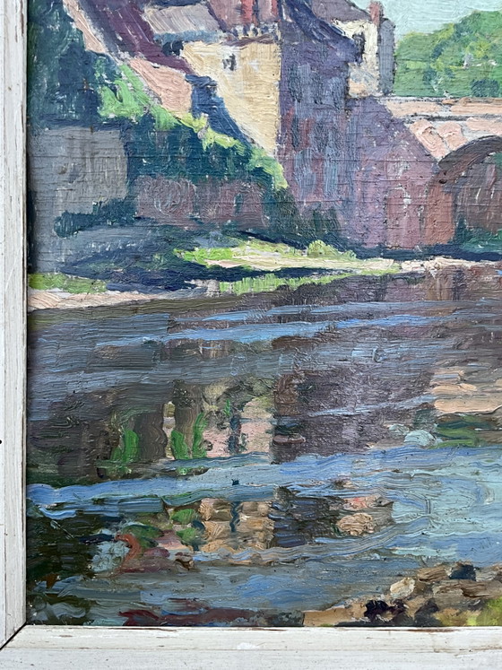 Image 1 of Constantin Font (1890–1954) – Huile originale sur panneau, Paysage français avec pont de pierre, vers 1935