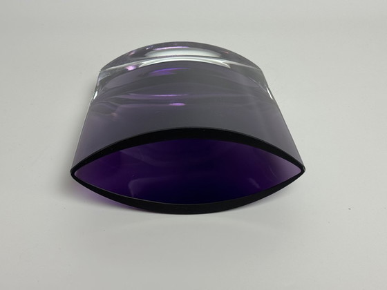Image 1 of Modern Sculptural Violet Murano Glass Vase with Elliptical Form, Italy, 1980s