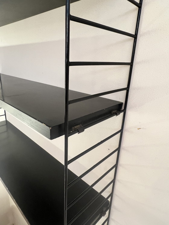 Image 1 of Étagère murale vintage/étagère à livres, métal et bois, Pays-Bas, années 1950