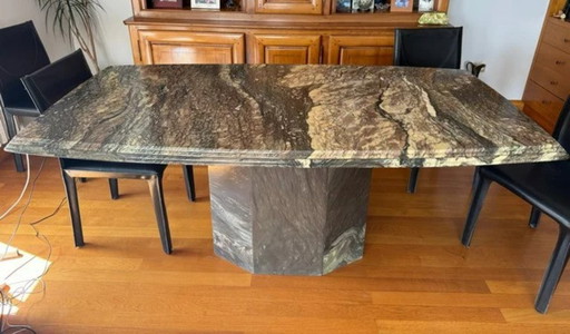 Table de salle à manger en marbre Roche Bobois années 80-90 – Piètement hexagonal