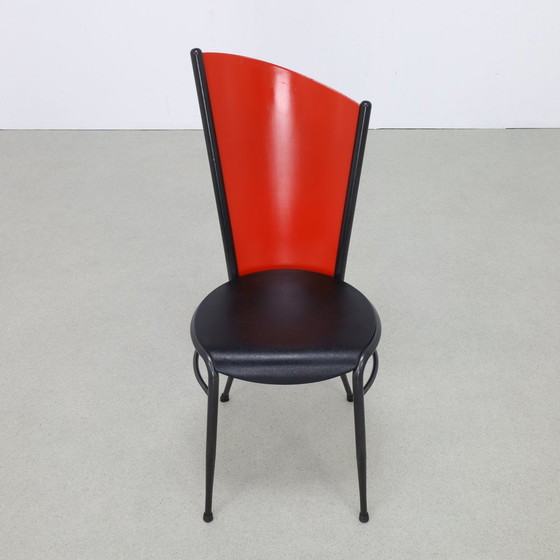 Image 1 of 4X Chaise de salle à manger postmoderne dans le style de Memphis, 1980S