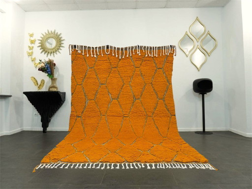 Tapis berbère - 292 cm x 203 cm - laine orange