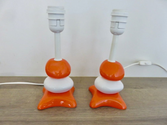 Image 1 of Paar Nachttischlampen im Design der 70er/80er Jahre aus Keramik