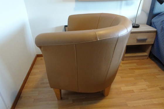 Image 1 of Fraaie Clubfauteuil in kwaliteits leer - mokka