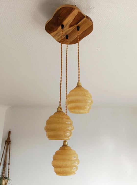 Image 1 of Lámpara colgante Clichy Art Deco con trío de globos