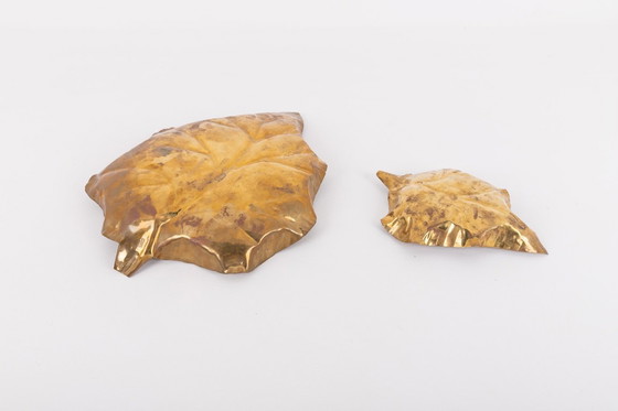 Image 1 of Juego de cuencos decorativos de latón con forma de hoja, Italia