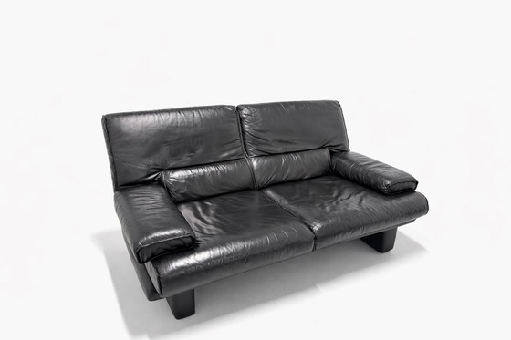 Image 1 of Divano vintage a 2 posti Young International – in pelle nera – anni '80/'90