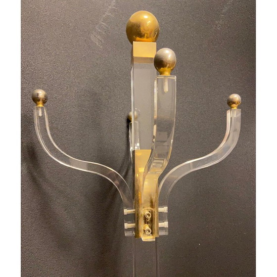 Image 1 of Vintage coat rack in methacrylate and gilded brass, 1970